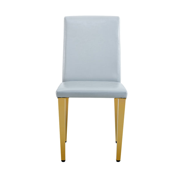 English Elm Table and Chair Set Extendable Round Mdf Top Gold Legs Four Pu Dining Seats Light Gray,White+Gold W1151S04831