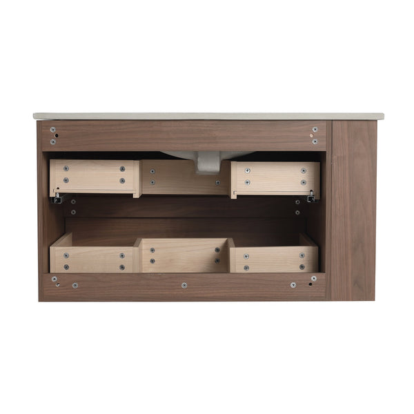 English Elm 36"Wall Modern Bathroom Vanity Cabinet with Adjustable Side Shelf, Soft-Close 2/3 Drawers, Water-Resist W999P168517