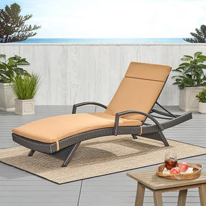 English Elm Christopher Knight Home® - 52005.00Cush-Car Plush Outdoor Chaise Lounge Cushion In Caramel - Weather-Resistant & Secure Fit N775P230263M