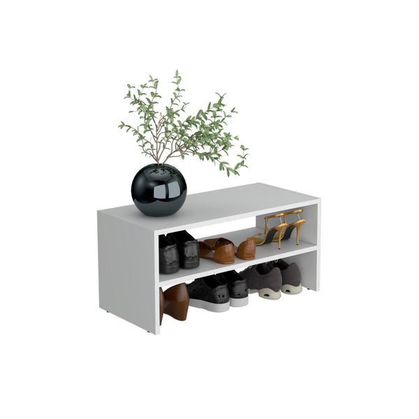 English Elm Basic 23" Wide 2-tier shelf Stackable Shoe Rack — Space-Saving Organizer for Closets, Entryways, Easy Assembly White 33 L x 19 W x 4 H B200P235831