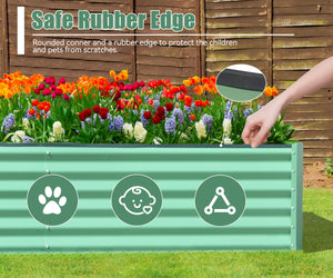 English Elm 8x4x1.5 Galvanized Raised Garden Bed with Thick Safety Edge, Rust-Resistant Steel, Drainage-Friendly Design Green W1859P197977