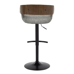 English Elm Elisa Mid-century Swivel Barstools Set of 2 with Grey Woven Fabric and Walnut Footrest B202S00825