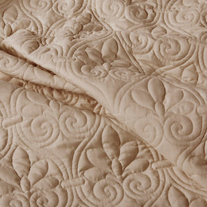 English Elm 3 Piece Quilted Bedspread Set Queen with Pleated Split Corners, Antimicrobial Microfiber, Khaki Elegance B035129056