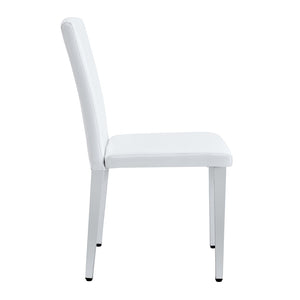 English Elm Two Pu Leather Dining Chairs Glossy White Shell Silver Metal Legs Modern Set W1151P360537