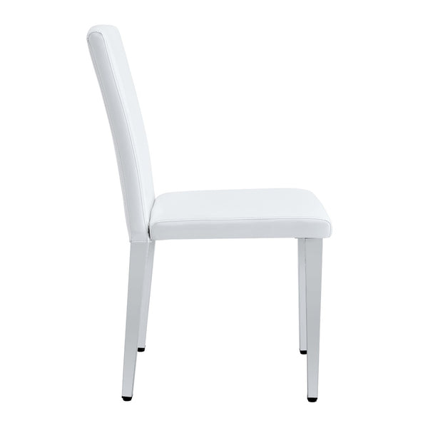 English Elm Two Pu Leather Dining Chairs Glossy White Shell Silver Metal Legs Modern Set W1151P360537