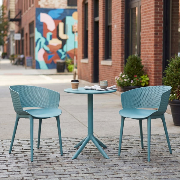 English Elm Gerald Outdoor Stackable Dining Chairs Uv Resistant Molded Plastic Patio Set of 2 Sky Blue N776P390476B