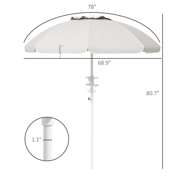 English Elm Outsunny 5.7' Portable Beach Umbrella With Uv40+ Protection, Tilt Feature, Cup Holders & Vented Canopy W2225P200536-GIGA