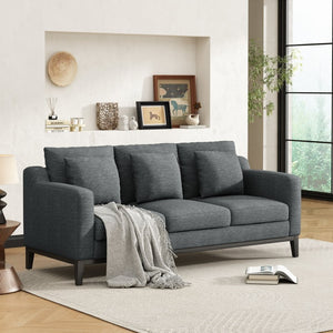 English Elm Mirod Three Seat Sofa Birch Legs Pocket Spring Support Contemporary Living Room Charcoal N760P243326R