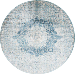 Unique Loom Newport Elms Machine Made Medallion Rug Navy Blue, Light Blue/Ivory 10' 2" x 10' 2"