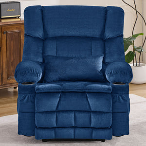 English Elm Dual Motor Large Power Lift Recliner Chair with Waist Kneading & Heat, Extended Footrest, USB Ports Blue W1521S00073