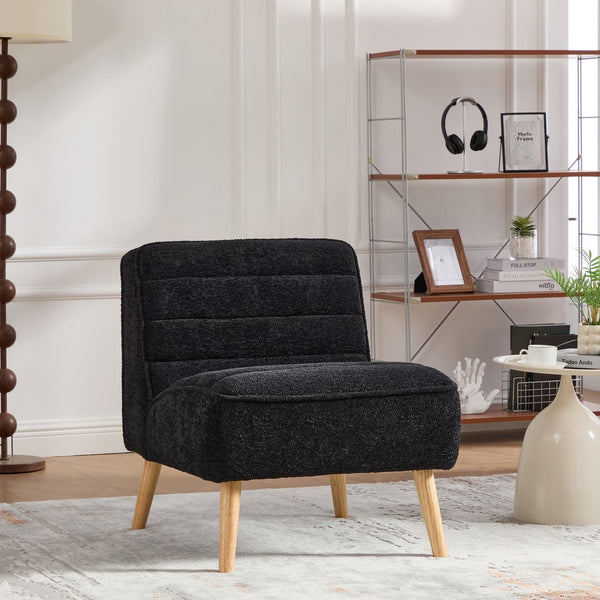 English Elm 24.4" Wide Modern Chenille Armless Accent Chair With Rubber Wood Legs - Ideal For Cozy Spaces W3098P308776