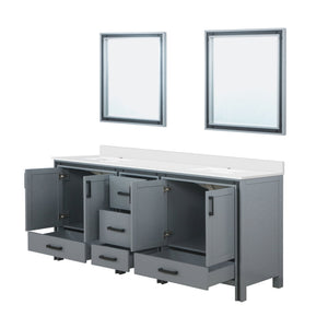 English Elm Dark Grey Double Bath Vanity With Cultured Marble Top, Mirrors, And Ample Storage Space Solutions B2731S00940