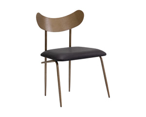 Sunpan GIBBONS Dining Chair - Artisan-Made Antique Brass Frame & Charcoal Black Leather for Modern Elegance 110368
