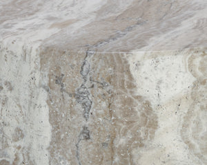 Sunpan Brie Contemporary End Table - Unique Curved Design in Natural Concrete, Perfect for Indoor & Outdoor Spaces