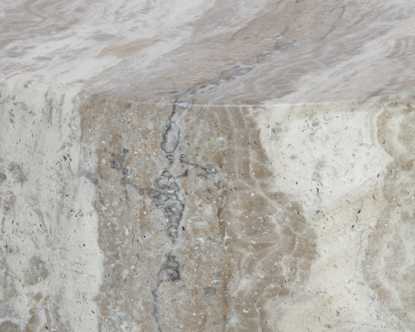 Sunpan Brie Contemporary End Table - Unique Curved Design in Natural Concrete, Perfect for Indoor & Outdoor Spaces