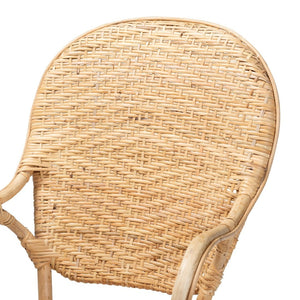 English Elm Modern Woven Rattan Dining Chair with Sculptural Back for Bohemian Coastal Spaces B2750P470035