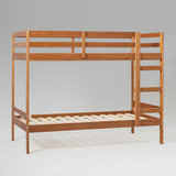 Simple Solid Wood Twin Over Twin Bunk Bed Caramel SOPB3HCAWS Walker Edison