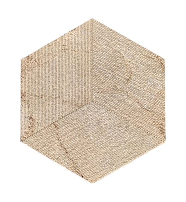 English Elm Hexagon Gold Beige Yellow Marble Tiles - Textured Fluted Finish For Stunning Bathroom Walls & Accents W1696P262336