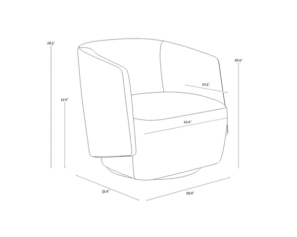 Sunpan Sarina Swivel Lounge Chair - Modern Meg Taupe & Gold, Stylish Iron Design for Home Comfort & Elegance