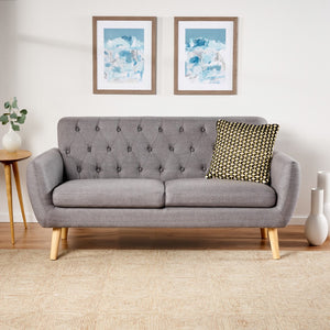 Christopher Knight Home® - Noble House - Bernice Petite Mid Century Modern Tufted Dark Grey Fabric Sofa