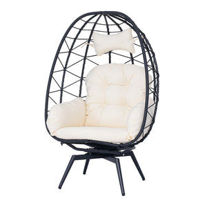 English Elm Oversized Swivel Rattan Egg Chair Hand Woven Wicker Lounge for Patio or Indoors T5880P500998