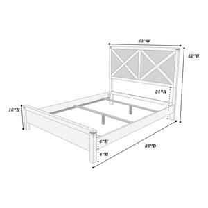 English Elm Rustic Contemporary Espresso Queen Bed with X-Design Headboard Pine & Plywood Durable Chic Centerpiece B011S01442