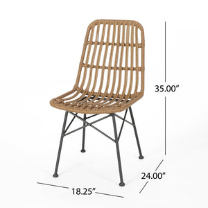 English Elm Sawtelle Outdoor Dining Chair Set Rattan Wrapped Metal Frame Patio Seating 65487.00LBRN