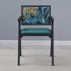 English Elm 2 Elegant Black Rubberwood Dining Chairs With Armrests - Medieval Style, Comfortable Rattan Seats W2720P237608