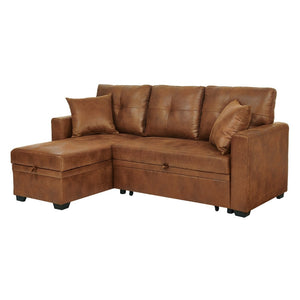 English Elm Sleeper Sectional with Pull Out Bed Storage Chaise Tufted L Shaped Living Room Sofa W5568S00006