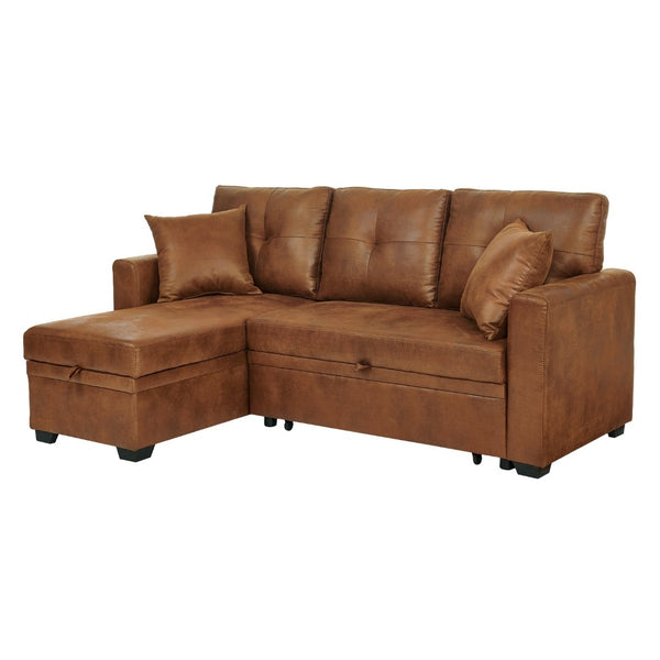 English Elm Sleeper Sectional with Pull Out Bed Storage Chaise Tufted L Shaped Living Room Sofa W5568S00006