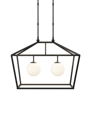 Currey & Company Denison Black Outdoor Lantern - Elegant Wrought Iron Design With Soft Glow For Patios & Porches Black Wrought Iron ,Glass 9500-0023-currey-company