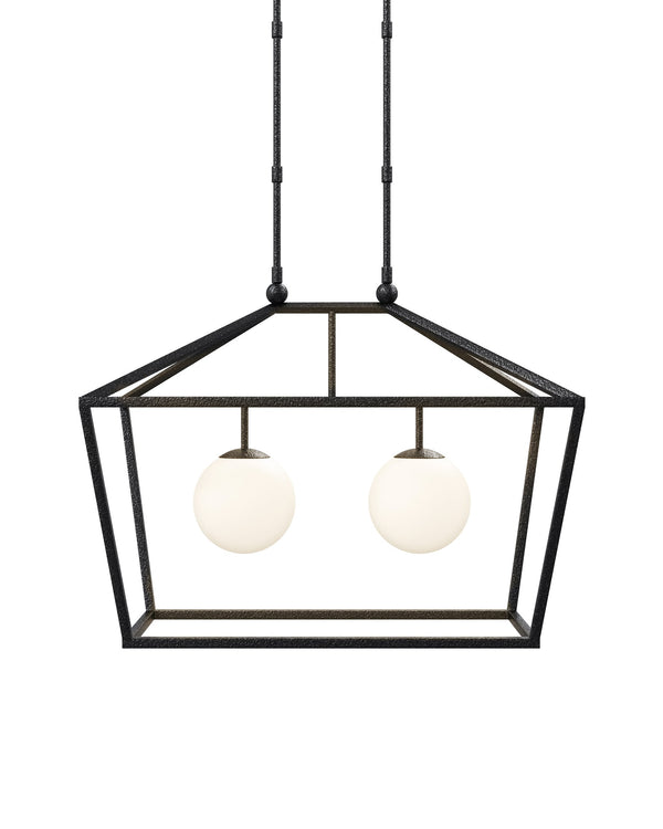 Currey & Company Denison Black Outdoor Lantern - Elegant Wrought Iron Design With Soft Glow For Patios & Porches Black Wrought Iron ,Glass 9500-0023-currey-company