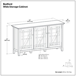 English Elm Bedford Solid Wood Buffet Cabinet with Glass Doors and Brushed Nickel Hardware B136P436037