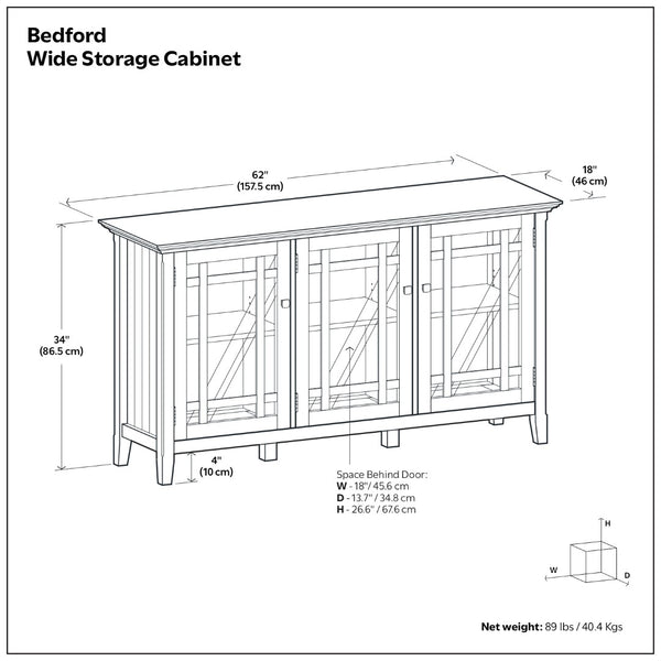 English Elm Bedford Solid Wood Buffet Cabinet with Glass Doors and Brushed Nickel Hardware B136P436037