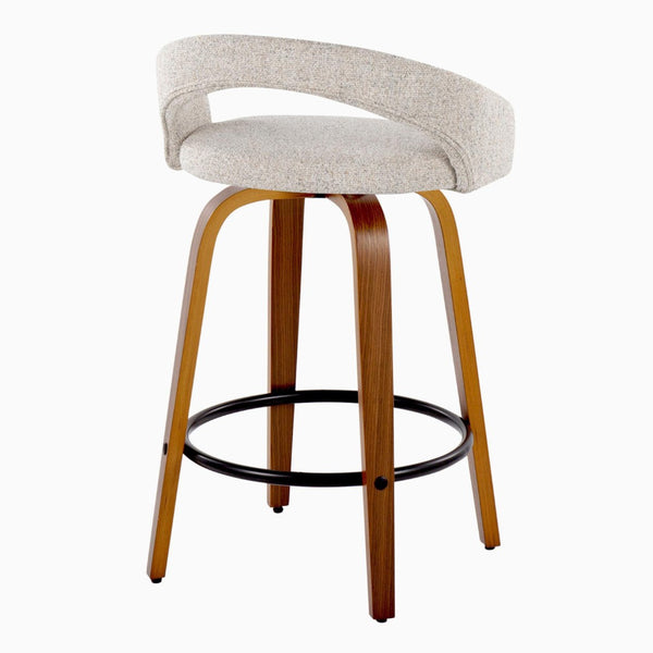 English Elm Fixed-height Swivel Counterstools Mahogany Wood Chrome Footrest Velvet Seat Set of 2 Oat B202S01772
