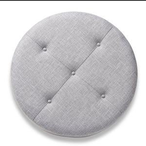 Baxton Studio Baxton Studio Vinet Modern Light Gray Ottoman with Natural Wood Legs & Tufted Brass Accents, Versatile Use JY17A200-Light Grey-Otto