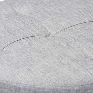 Baxton Studio Baxton Studio Vinet Modern Light Gray Ottoman with Natural Wood Legs & Tufted Brass Accents, Versatile Use JY17A200-Light Grey-Otto