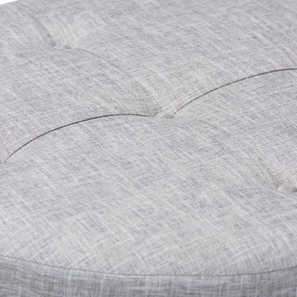 Baxton Studio Baxton Studio Vinet Modern Light Gray Ottoman with Natural Wood Legs & Tufted Brass Accents, Versatile Use JY17A200-Light Grey-Otto