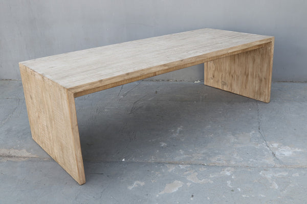 Lilys 94 Inches Waterfall Dining Table Reclaimed Pinewood Whitewash 9200