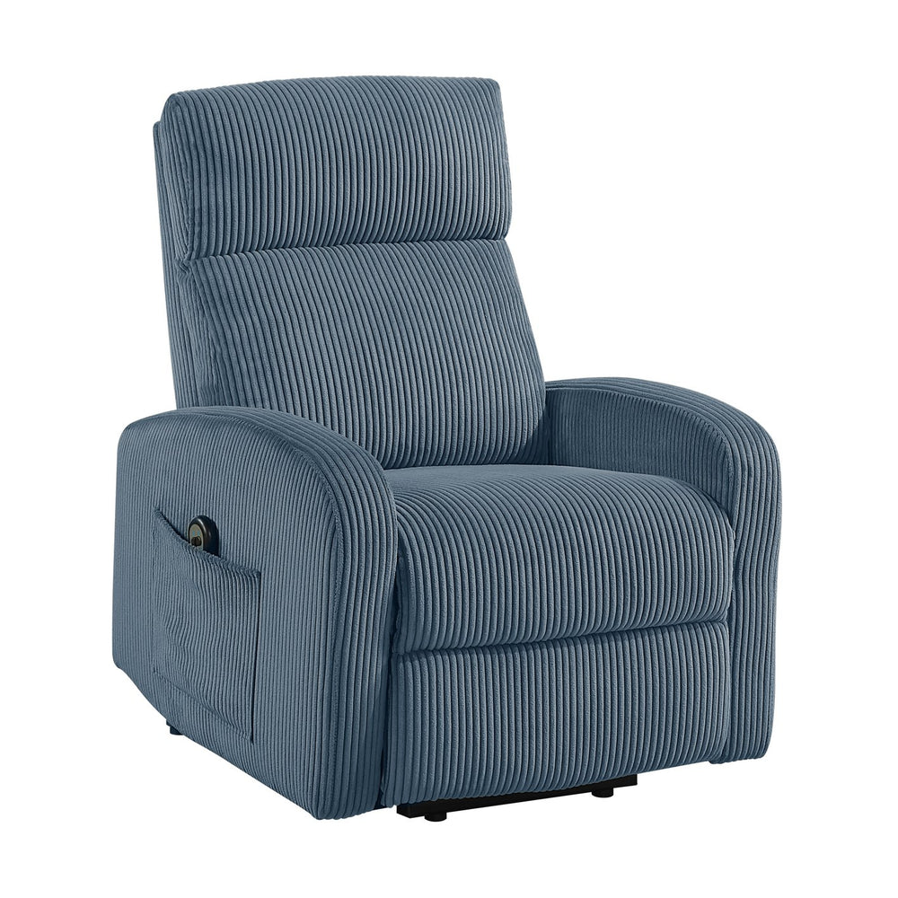 English Elm Contemporary Power Lift Chair Recliner with Plush Corduroy, Foam-Over-Coil Support & Side Pocket Blue 31 L x 29 W x 24 H B011P395833