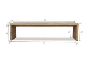 Lilys 70 Inches Waterfall Bench Reclaimed Pinewood Whitewash 9201