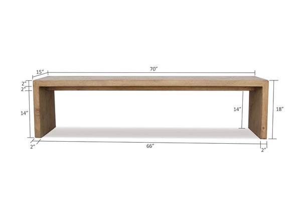 Lilys 70 Inches Waterfall Bench Reclaimed Pinewood Whitewash 9201