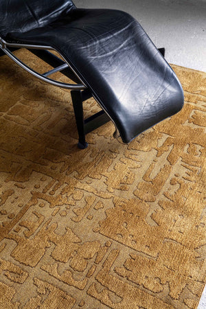 Louis de Pootere Structures Baobab 100% PET Poly Mechanically Woven Jacquard Flatweave Contemporary / Modern Rug Madagascar Gold 4'7"
