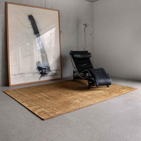 Louis de Poortere Structures Baobab Sculptural Area Rug Earthy Textured Motifs for Living Room Decor Madagascar Gold 5'7 x 7'9 120332