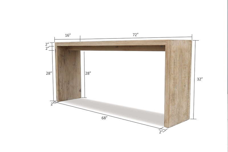 72 Inches Waterfall Console Table - Elegant Reclaimed Pinewood in Chic ...