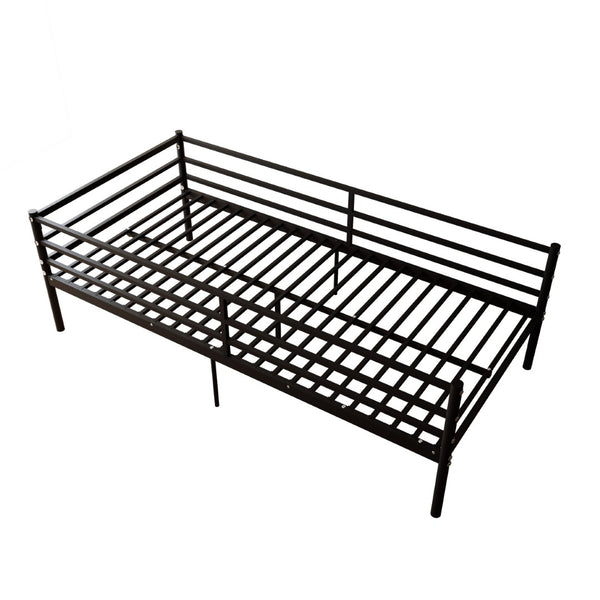 English Elm Bunk Bed Twin Over Heavy Duty Iron Frame with Guardrail for Teens and Adults W3752P464694