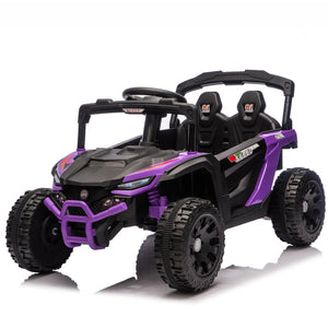 English Elm 24v Kids Utv Ride on with Dual 80w Motors Remote Control and Four Wheel Suspension Purple+Black W1578P343323