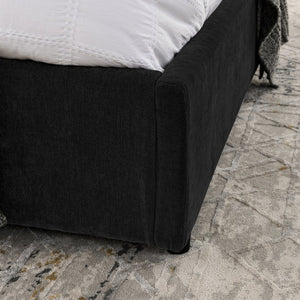 English Elm King Size Hydraulic Platform Bed With Integrated Headboard - Stylish Chenille Upholstery, Black W1413S00116