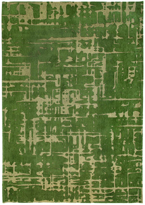 Louis de Pootere Structures Baobab 100% PET Poly Mechanically Woven Jacquard Flatweave Contemporary / Modern Rug Perrier's Green 4'7"