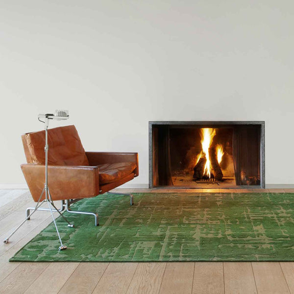 Louis de Poortere Structures Baobab Sculptural Area Rug Earthy Textured Motifs for Living Room Decor Perrier'S Green 5'7 x 7'9 120334